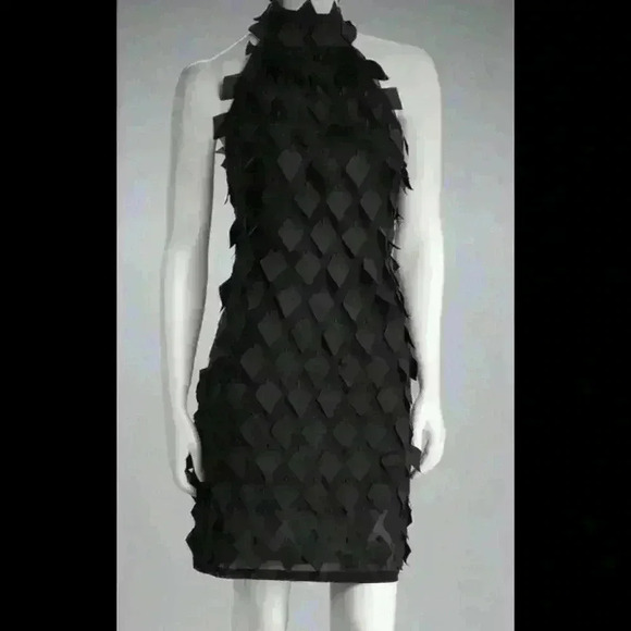 Samuel Dong Black Button Down Tiered Sleeveless Mini Dress size M Designer Rare